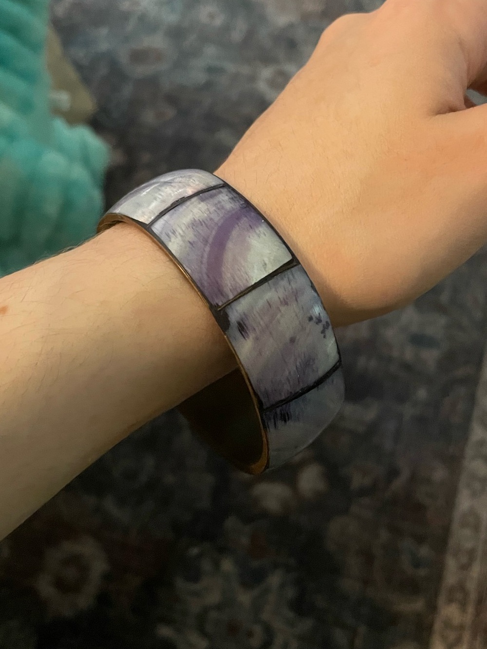 Purple Marbled Inlay Bangle Bracelet